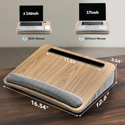 HUANUO Portable Lap Laptop Desk with Pillow Cushion, Fits up to 15.6 inch Laptop, with Anti-Slip Strip & Storage Function for Home Office Students Use as Computer Laptop Stand, Book Tablet thumbnail 2