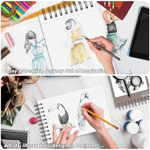 UZLU 5 Pcs Sketch Book Bulk 9 x 12 in 200 Sheets Top Spiral Bound Sketch Pad Drawing Paper 40 Sheets Each Acid Free Mixed Media Sketchbook 68lb/100gsm Art Supplies for Beginner Artist thumbnail 6