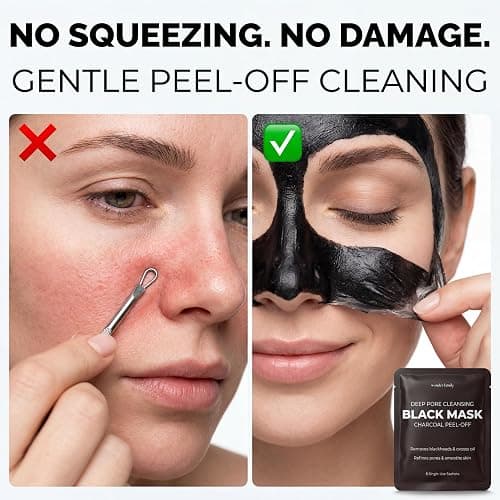 Black Mask Peel Off Face Mask with Activated Charcoal Powder – Korean Blackhead Remover Mask for Nose & Face, Pore Cleaner, Clay Mask & Strips Alternative, Face Mask Skincare for Men & Women, Gift Set thumbnail 2