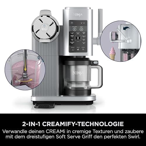 Ninja CREAMi Scoop & Swirl Eismaschine mit 2 Behältern, 13 Funktionen, für Eiscreme, Softeis, Gelato, Sorbet, Milchshakes und mehr, mit Mix-In-Funktion, Platinsilber, NC701EU thumbnail 15