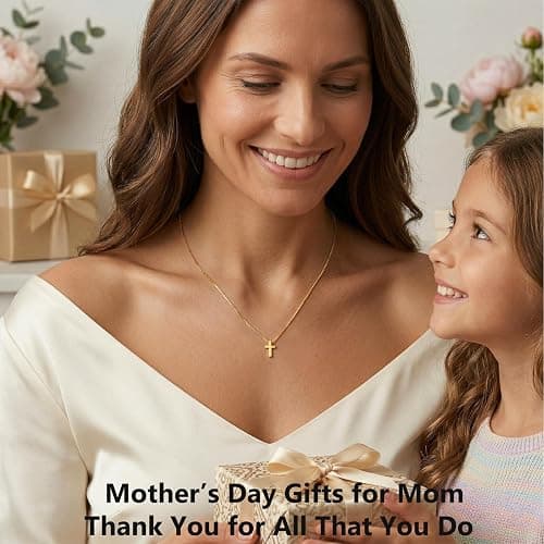 Mothers Day Gifts for Mom Cross Necklace for Women Girls, Dainty 14K Gold Silver Plated Cross Choker Jewelry Non Tarnish Waterproof Cute Simple Small Necklace Christian Baptism Religious Faith Jewelry Gifts thumbnail 4
