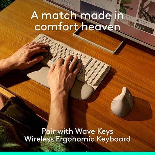 Logitech Lift Vertical Ergonomic Wireless Mouse - Sand | Connect via Bluetooth or included Logi Bolt USB-A receiver, quiet clicks, 4 of 6 buttons customizable, Windows Mac compatible thumbnail 12