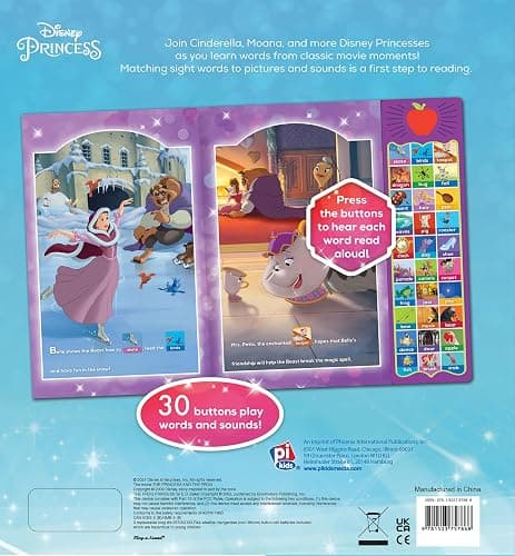 Disney Princess Cinderella, Moana, Rapunzel, and More! - First Words: Point, Match, Listen, and Learn! 30-Button Sound Book - PI Kids (Play-A-Sound) thumbnail 2