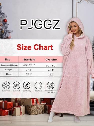PJGGZ Snuggy Hooded Blanket for Adult, Wearable Blanket Hoodies for Women & Men Warm Cozy Sherpa Sweatshirt with Giant Pocket thumbnail 6