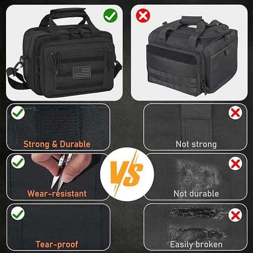 ITHWIU Pistol Case, Gun Range Bags For 2 Pistols 6 Magazines Carrying Shooting Bag with Lockable Zipper for Shooting Range Outdoor Hunting thumbnail 6