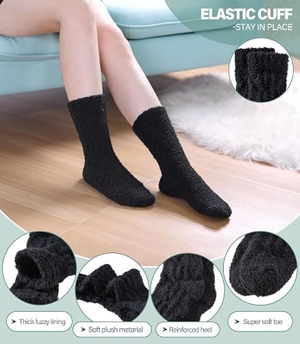 DOSKONI Fuzzy Socks for Women Fluffy Slipper Socks Cozy Winter Warm Soft Microfiber Plush Home Sleeping Gift Socks thumbnail 5