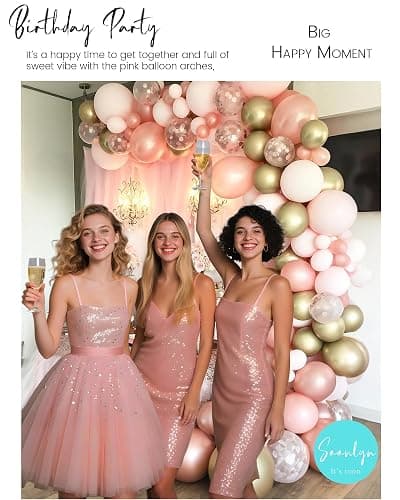 Soonlyn Rose Gold Balloons - 140 Pack, 12 Inch Gold & Pink, Pink Confetti, Arch Kit for Bridal & Baby Showers thumbnail 8