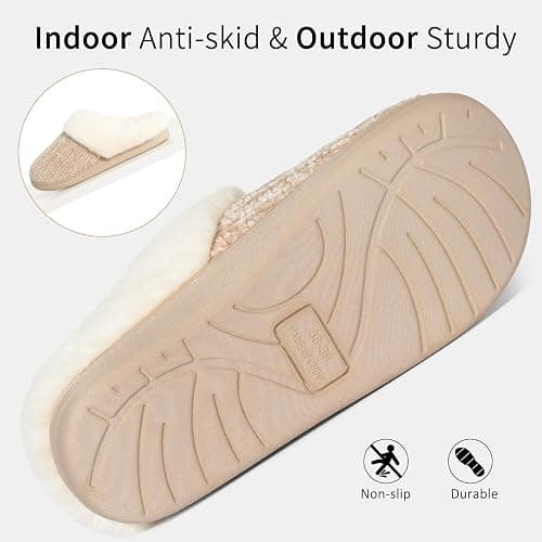 Evshine Warm Knit House Slippers for Women Comfy Wool-Like Lined Chenille Slippers with Memory Foam and Indoor Outdoor Soles thumbnail 5