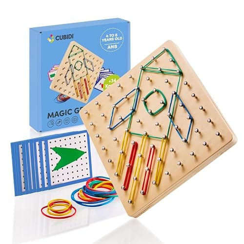 CUBIDI® Wooden Geoboards with Rubber Bands | Montessori Toys for 4+ Year Old Kids | Geo Boards for Classroom | Stem Toys | Educational SND Improve Creativity - Image 1