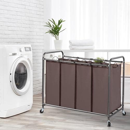 STORAGE MANIAC Laundry Sorter, 4 Section, Laundry Hamper with Wheels, Eco-friendly, Portable, Removable, Waterproof, Brown thumbnail 8