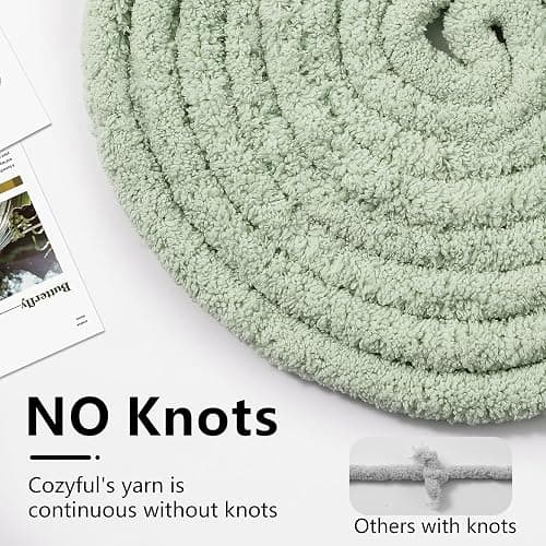 Cozyful Chunky Yarn for Hand Knitting - #10 Chunky Chenille Yarn, Jumbo Big Thick Chunky Yarns for Crocheting, Super Bulky Chunky Knit Blanket Yarns, 8 Skein (22yd, 8oz/Skein), Sage & Forest thumbnail 5