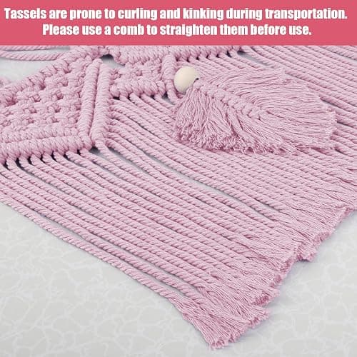 Stuffed Animal Storage Hammock Corner, 56'' Large Stuffed Animal Net Organizer for Teddy Plush Nursery Decor, Boho Macrame Leaf Toy Holder, Light Pink Toy Net w/ LED Star Light for Kid Girl Gift thumbnail 9