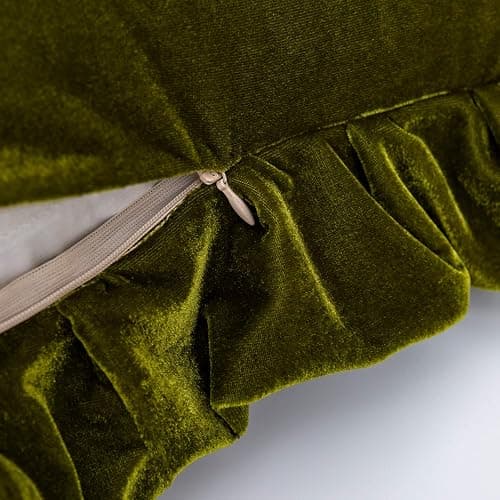 Glory Season Velvet Throw Pillow Cover Soft Decorative Luxurious Solid Square Cushion Case for Sofa Couch Bedroom Farmhouse,Pack of 2, 18 x 18 Inches, Olive Green thumbnail 6