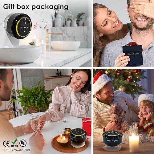 XLEADER (Upgraded Pro Shower Speaker, Certified IPX7 Waterproof Bluetooth Speaker, 8W Crystal Sound&Rich Bass, 15H Playtime, with Suction Cup&Silicone Lanyard,Ideal Gifts, SoundAngel Mate(2 Gen) Gold thumbnail 8