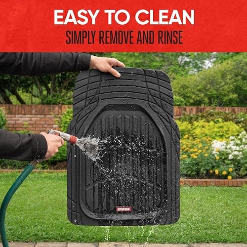 Motor Trend FlexTough Floor Mats for Cars, Black Deep Dish All-Weather Car Mats, Waterproof Trim-to Fit Automotive Floor Mats for Cars Trucks SUV, Universal Floor Liner Car Accessories thumbnail 7