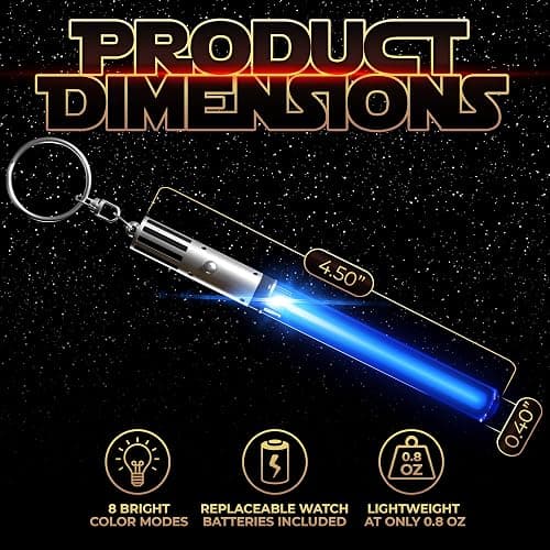 LIGHTSABER KEYCHAIN LIGHT UP LED STAR WAR Glowing Light Saber Key Chain Lightup Sabers 8 COLOR MODES: Green, Blue, Red, Baby Blue, Pink, Yellow, White, Rainbow - 1 PACK thumbnail 3