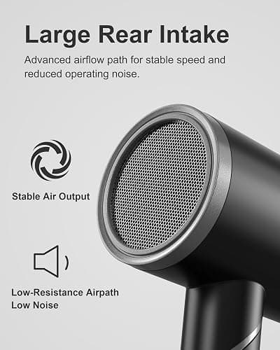 ANNLARY Plasma Ion Hair Dryer with Diffuser for Curly Hair, 1800W Fast Drying Blow Dryer with Comb, Lightweight and Low Noise Hairdryer for All Hair Types, Foldable Design for Travel thumbnail 6