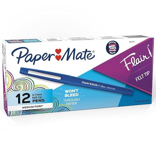 Paper Mate Flair Felt Tip Pens, Medium Point (0.7mm), Blue, 12 Count thumbnail 11
