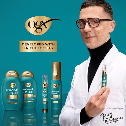 OGX ProGrowth + Peptide Serum Mist, Heat Protectant Spray Instantly Thickens Hair Root to Tip While Protecting from Breakage for Visibly Thicker, Fuller Hair, 6.5 fl. oz thumbnail 8
