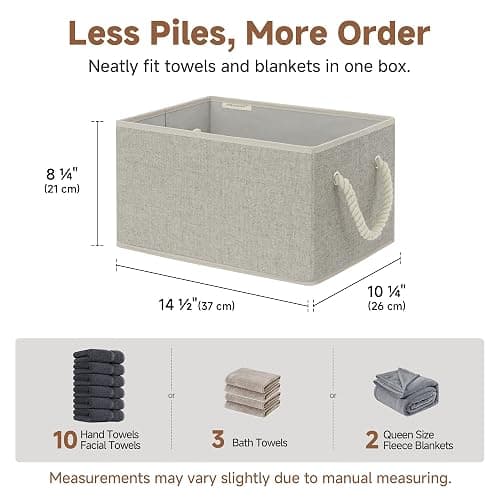 StorageWorks Storage Baskets for Shelves, Closet Organizers and Storage Bins, Fabric Organizer Bins for Clothes, Closet Shelf Organizer, Gray, Large, 3-Pack thumbnail 3