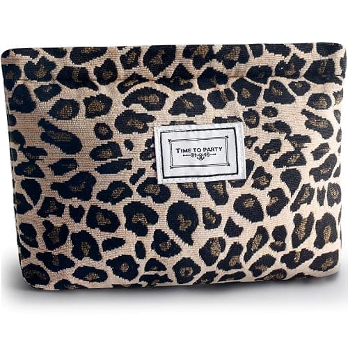 ZLFSRQ Leopard Makeup Bag Cute Cosmetic Bags for Women Cheetah Makeup Bag Canvas Large Capacity Travel Toiletry Bags Aesthetic Cosmetic Pouch for Purse Portable Zipper Skincare Storage Organizer - Image 1