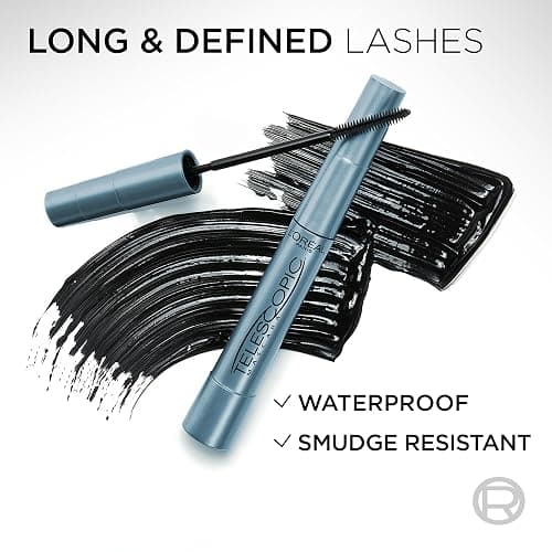 L'Oréal Paris Mascara, Telescopic Original Waterproof Mascara to Achieve Dramatic Lash Length, Smudge-Proof, Long-Wearing Formula for All-Day Wear, Black thumbnail 3