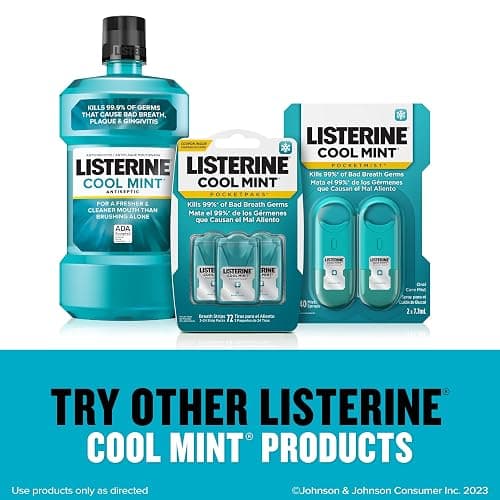 Listerine Cool Mint Pocketmist, Oral Care Mist for Fresh Breath, Non-Aerosol Sugar-Free Bad Breath Refresher Spray to Kill 99% of Bad Breath Germs, Portable, Cool Mint Flavor, 1 Pack of 2 Sprays thumbnail 6