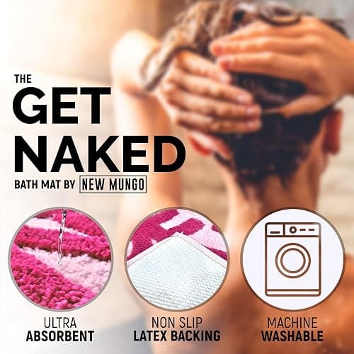 New Mungo Get Naked Bath Mat Pink - Hot Pink Bathroom Rug, 31" x 20" thumbnail 5