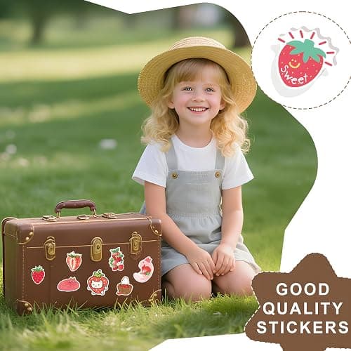 Strawberry Stickers for Kids, 100PCS Cute Cartoon Vinyl Waterproof Stickers for Laptop Waterbottle Phone Girls Bedroom Birthday Strawberry Party Favors thumbnail 4