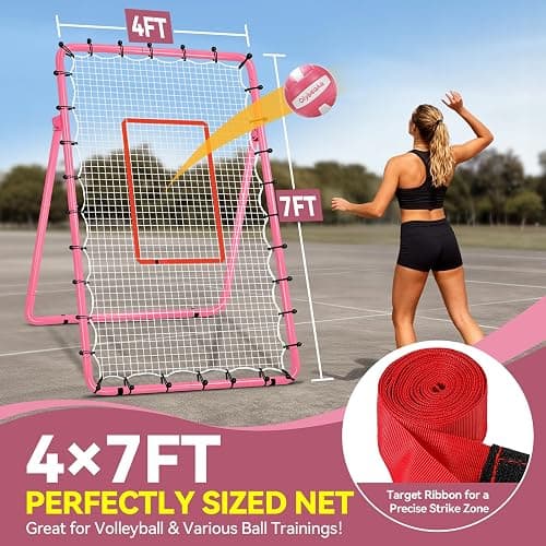 6-Angle Adjustable Volleyball Rebounder Net 7x4 ft with PU Volleyball and Stakes - Bounce Back Training Equipment for Practicing Volleying, Bumping, Spiking, Easy Set Up & Steady for Multi Sports thumbnail 8
