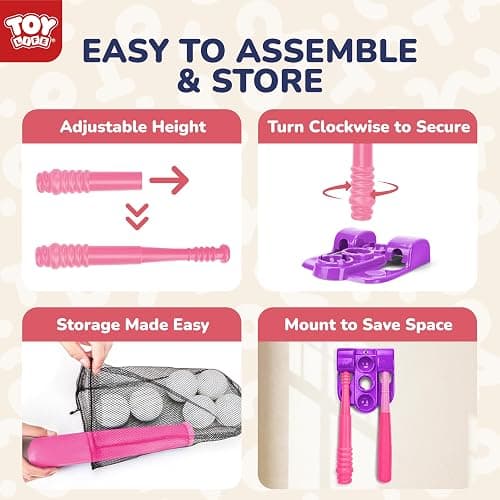 TOY Life T Ball Set for Kids 3-5 5-8, Toddler Baseball Set for Girls, T Ball Stand Sets with Baseball Glove, Tball Bating Tee Outdoor Indoor Toys for Toddler Girls thumbnail 6
