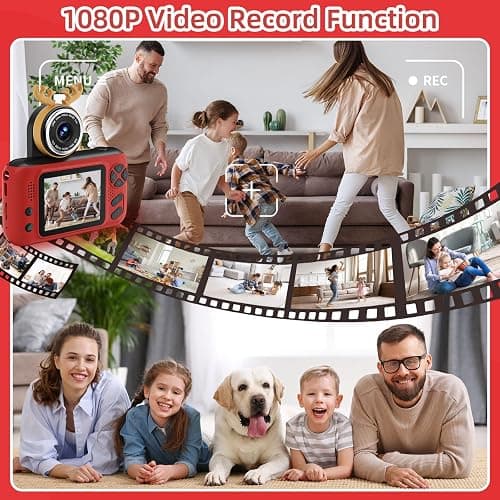 Makolle Kids Camera for Girls, mini Camera for Childrens Age 3-8, Red | Flip Up Lens, Drop Proof, With Tripod, Long Battery Life, SD Card Included, Birthday Gifts for Boys and Girls Age 3-12 thumbnail 7