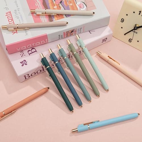 Linbsunne Gel Pens Black Ink Pens for Office 0.5mm Fine Point Pen Smooth Writing Retractable (Metal gold clip-10 pcs) thumbnail 4