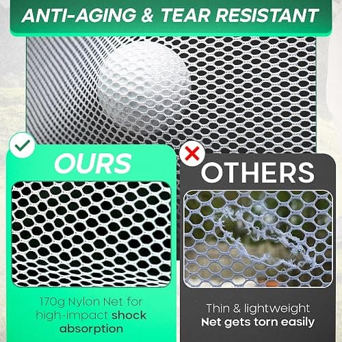 10x7 Ft. Outdoor & Indoor Golf Net & Mat - Includes 6 Sandbags for Better Stability & 5 Foam Practice Balls - Train Your Drive with Our Golf Practice Net & Mat to Improve Your Game thumbnail 3