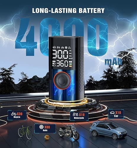 Tire Inflator Portable Air Compressor Portable Cordless Mini Air Pump with Digital Pressure Gauge Inflater 150PSI 3X Fast Inflation Auto Shutoff Large Battery Tires Pump for Cars Motors Bikes Balls thumbnail 2