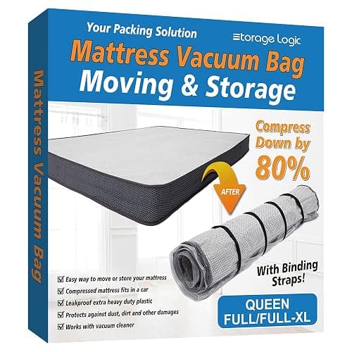 Queen/Full/Full-XL Foam Mattress Vacuum Bag for Moving, Vacuum Seal Mattress Bag with Straps - Image 1