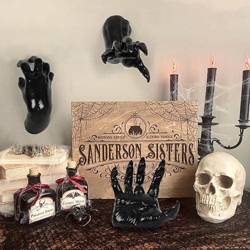 Halloween Decorations Indoor Outdoor 3 Pack Wall Mount Creepy Hands&Candles | Life-Sized Horror Hands for Wall Decorations, Gothic Hanging Wall Art Sculpture thumbnail 7