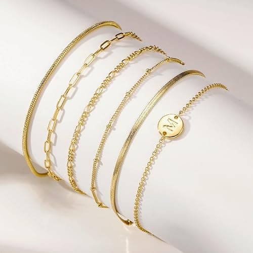 Lydow Bracelets for Women, 14K Gold Plated 6PCS Letter A-Z Stackable Jewelry Set for Adjustable 6"+2" thumbnail 6