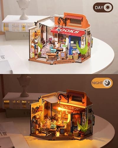 Rolife DIY Miniature House Kit 1:20 Scale Bookstore, Build Mini House Building Kit with LED Lights Craft Kits for Aduls Gifts for Him Her thumbnail 8