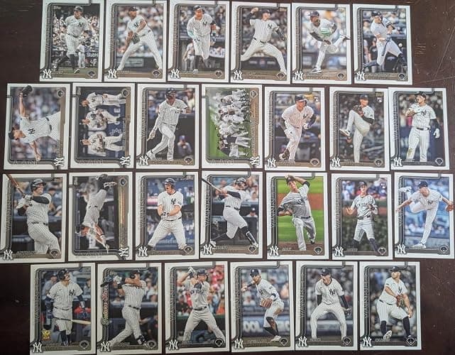 New York Yankees 2025 Topps Complete Mint 26 Card Team Set Featuring Aaron Judge on 3 Different Cards with Will Warren, Carlos Narvaez, Ben Rice and Duke Ellis Rookie Cards Plus - Image 1