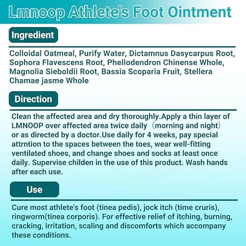 LMNOOP Athletes Foot Treatment Cream, Maximum Strength for Athlete's Foot (Tinea Pedis), Itching, Blister, Burning, Cracking, Scaling, Beriberi,Natural Herbs Antifungal Foot Cream thumbnail 9