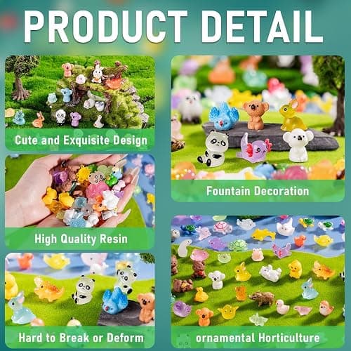 jrootouh 140 Pack Mini Animals Tiny Duck，Cow，Bee Figurines Bulk for Miniature Dollhouse Decor Accessories Garden Aquarium Potted Ornament Party DIY Charms Office Classroom Activity to Hide thumbnail 6