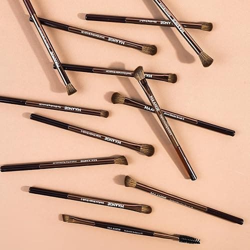 MAANGE 13 Pcs Makeup Brushes with Bag, Multi-functional Eye Makeup Brush Set Professional Blending Eyeshadow Concealer Eyebrows Eyeliner (Brown) thumbnail 8