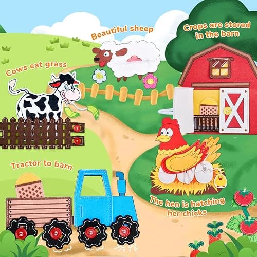 Farm Busy Book for Toddlers 1-3 - 1 Year Old Boys Girls Gifts Toys, Educational Quiet Activity Book with Life Skills, Toddler Travel Toys 1-2 thumbnail 6