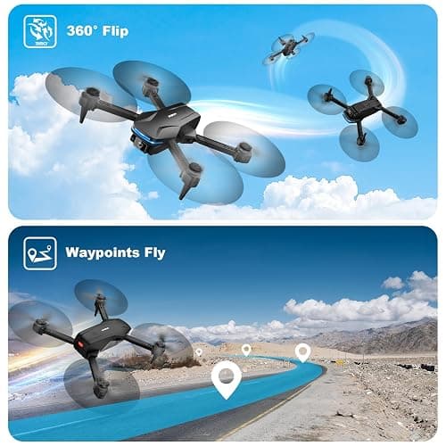 Drone with Camera 1080P HD FPV Foldable Drone for Beginners and Kids, Quadcopter with Voice Gesture Control with Carrying Case, One Key Take Off/Land, Optical Flow Positioning, 360° Flip, Waypoint Fly thumbnail 5