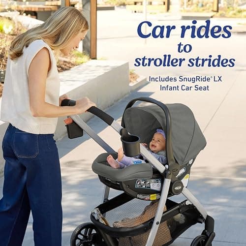 Graco Modes Pramette Travel System, Car Seat and Stroller Combo, Includes SnugRide LX Infant Car Seat and Baby Stroller, 3 Modes: Car Seat Carrier, Pramette, Toddler Stroller, Ellington thumbnail 6