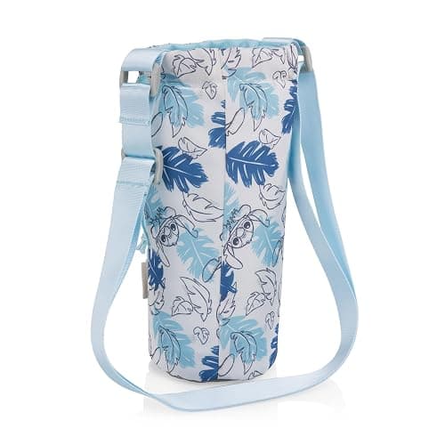 PICNIC TIME Disney Lilo & Stitch 40 oz Tumbler Tote, Insulated Crossbody Tumbler Bag with Strap and Phone Pocket, Fits Most Tumblers, Made from Recycled Materials, (White Blue Leaf Design) thumbnail 4