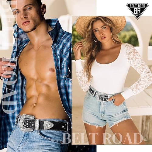 Rhinestone Belt for Women Men Cowboy Cowgirl Bling Leather Belt with Cross | Women Western Belt, Premium Leather, Sparkly Studded Diamond Belt with Detachable Buckle, Cowgirl Belts for Music Festivals thumbnail 3