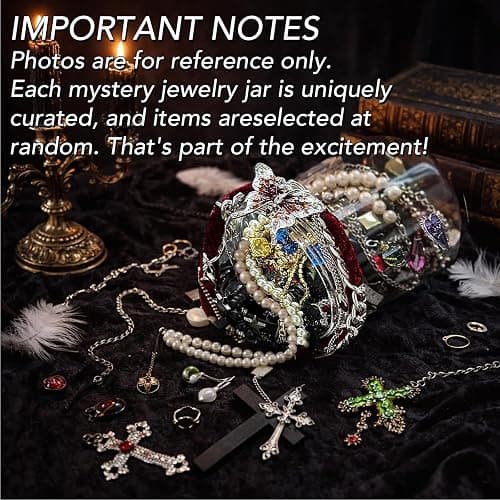SMUOBT Mystery Jewelry Jar Box Set, Gothic Surprise Gift for Women | Gothic Vintage Jewelry Assortment, Includes Necklace/Earrings/Rings/Bracelet/Keychain, Surprise Mix, Ideal for Birthday thumbnail 6