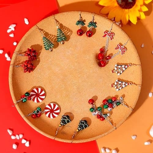 Cristina Christmas Earrings Set for Womens Gifts for Christmas Holiday Earrings Jewelry Bow Bell Tree Snowman Santa Dangle Earrings for Stocking Xmas Hoop Stud Earrings Christmas Party Jewelry thumbnail 6